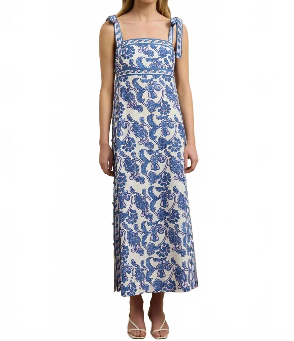 NEW HANNAH ARTWEAR tali midi dress in brocade azul